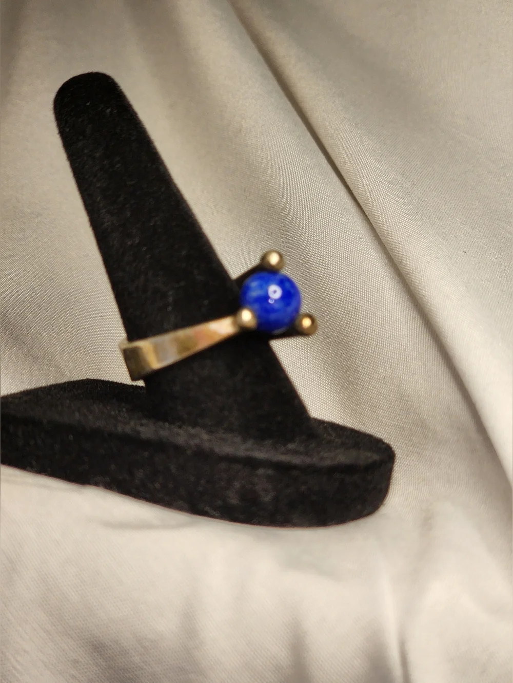 Sterling Silver Blue Lapis Orb Ring   Sz 7.25